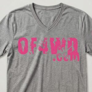 V Neck Grey Heather wPink Logo OF4WD